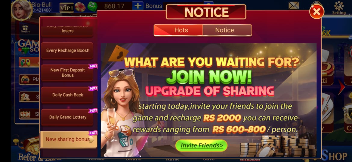 3 Patti Lucky Blue New Sharing Bonus